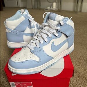 Nike Dunk High Light Blue and White Sneakers